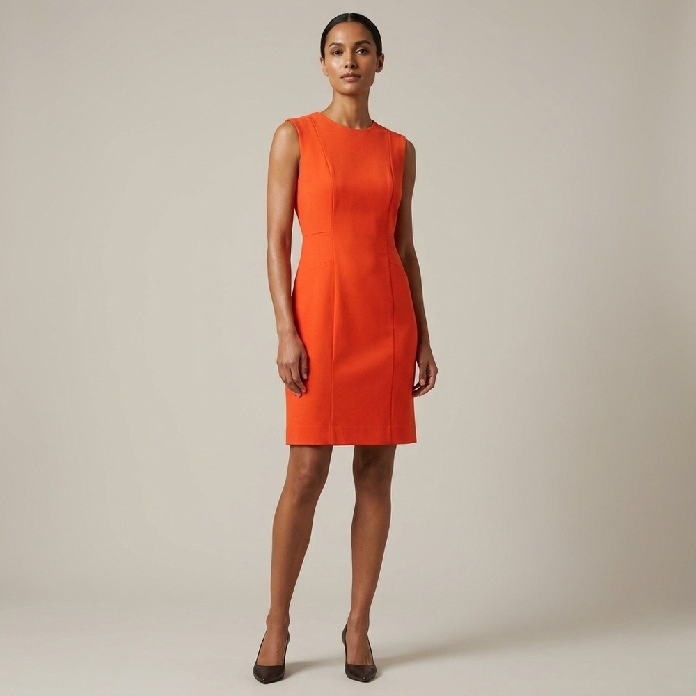 MM LaFleur Etsuko Dress‎ Womens 6 Poppy Orange Sleeveless Sheath Pockets Italian